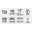 YATO Dlhý nástrčný kľúč Torx 1/2" T20 CrV