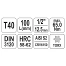 YATO Dlhý nástrčný kľúč Torx 1/2" T40 CrV