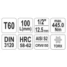 YATO Dlhý nástrčný kľúč Torx 1/2" T60 CrV