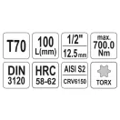 YATO Dlhý nástrčný kľúč Torx 1/2" T70 CrV