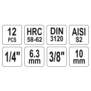 YATO Sada nástrčných kľúčov 12-dielna Torx 1/4", 3/8" CrV
