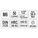 YATO nástrčný kľúč Spline 1/2" M6 CrV