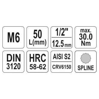 YATO nástrčný kľúč Spline 1/2" M6 CrV