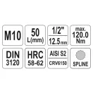 YATO nástrčný kľúč Spline 1/2" M10 CrV