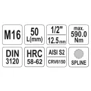 YATO nástrčný kľúč Spline 1/2" M16 CrV