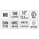YATO nástrčný kľúč s dlhým bitom Spline 1/2" M8 CrV
