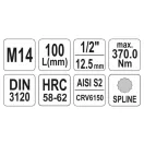 YATO Dlhý nástrčný kľúč Spline 1/2" M14 CrV