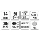 YATO nástrčný kľúč na bity Allen 1/2" 14 mm CrV