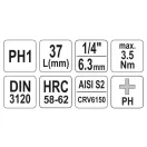 YATO nástrčný kľúč Phillips 1/4" PH1 CrV