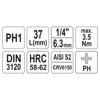 YATO nástrčný kľúč Phillips 1/4" PH1 CrV