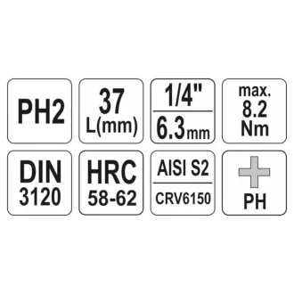 YATO nástrčný kľúč Phillips 1/4" PH2 CrV