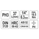 YATO nástrčný kľúč Phillips 1/4" PH3 CrV