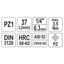 YATO nástrčný kľúč na bity Pozidriv 1/4" PZ1 CrV