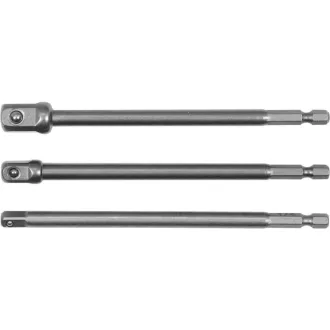   Sada adaptérov YATO nástrčných kľúčov 3 diely 1/4" Hex -> 1/4", 3/8", 1/2" štvorcový CrV