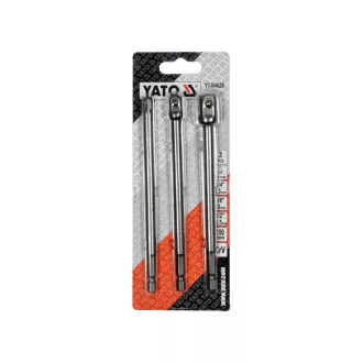   Sada adaptérov YATO nástrčných kľúčov 3 diely 1/4" Hex -> 1/4", 3/8", 1/2" štvorcový CrV