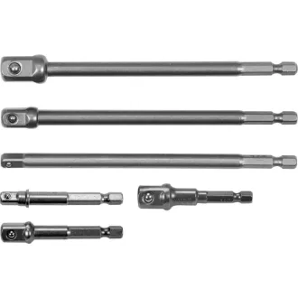   Sada adaptérov YATO nástrčných kľúčov 6 dielov 1/4" Hex -> 1/4", 3/8", 1/2" štvorcový CrV