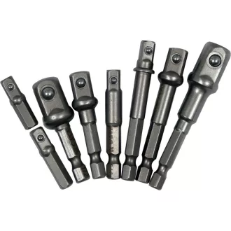   Sada adaptérov YATO nástrčných kľúčov 8 dielov 1/4" Hex -> 1/4", 3/8", 1/2" štvorcový CrV
