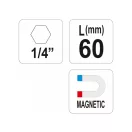 YATO držiak bitov 60 mm 1/4" magnetický