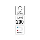 YATO držiak bitov 200 mm 1/4" magnetický