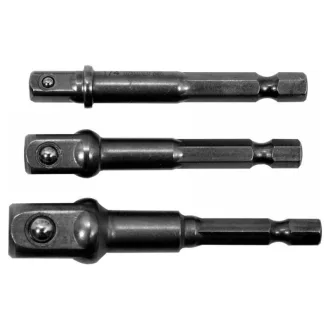   Sada adaptérov YATO nástrčných kľúčov 3 diely 1/4" Hex -> 1/4", 3/8", 1/2" štvorec