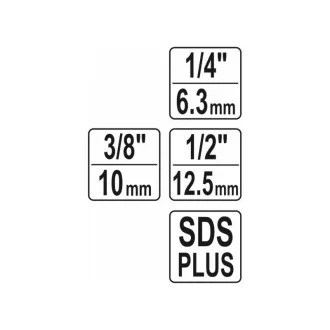   Sada adaptérov YATO nástrčných kľúčov 3 diely SDS-Plus -> 1/4", 3/8", 1/2" štvorec