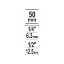 YATO adaptér hrotu 1/2" štvorec->1/4" šesťhran 50 mm (pre vysoký krútiaci moment)