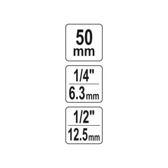   YATO adaptér hrotu 1/2" štvorec->1/4" šesťhran 50 mm (pre vysoký krútiaci moment)
