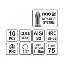 Hrot bitov YATO PH2 x 75 mm (10 ks)