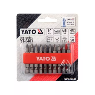 Sada hrotov YATO 10 kusov 50 mm (5-6 mm-PH1-PH2-PZ1-PZ2)