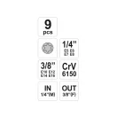 Sada nástrčných kľúčov YATO 9-dielna vonkajší Torx 1/4", 3/8" CrV