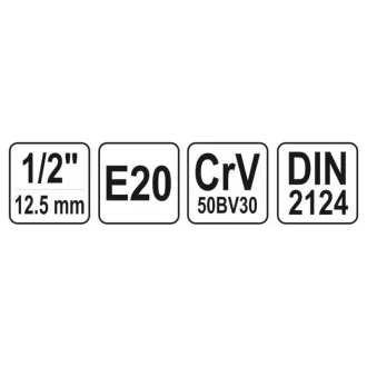 YATO nástrčný kľúč vonkajší torx 1/2" E20 CrV