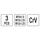 YATO Súprava na opravu a čistenie závitu žeraviacej sviečky 3 diely M10-M12 CrV