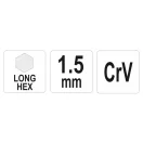 YATO dlhý imbusový kľúč 1,5 mm CrV