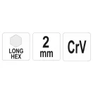 YATO dlhý imbusový kľúč 2,0 mm CrV