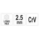 YATO dlhý imbusový kľúč 2,5 mm CrV