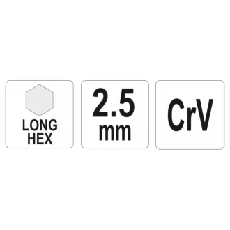 YATO dlhý imbusový kľúč 2,5 mm CrV