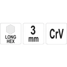 YATO dlhý imbusový kľúč 3,0 mm / 20 x 100 mm CrV