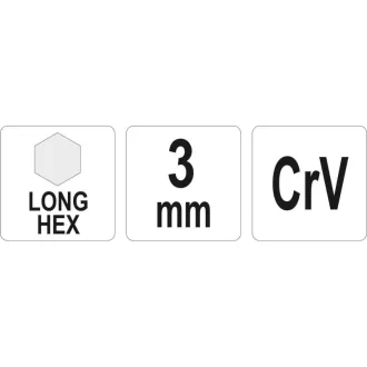 YATO dlhý imbusový kľúč 3,0 mm / 20 x 100 mm CrV