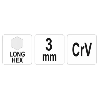 YATO dlhý imbusový kľúč 3,0 mm / 20 x 100 mm CrV