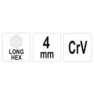 YATO dlhý imbusový kľúč 4,0 mm CrV
