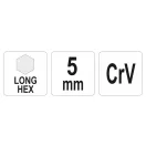 YATO dlhý imbusový kľúč 5,0 mm CrV