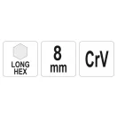 YATO dlhý imbusový kľúč 8,0 mm CrV
