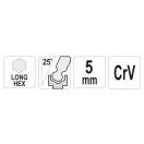 YATO Guľová hlava imbusový kľúč 5,0 mm / 27 x 116 mm CrV