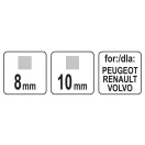 YATO kľúč na vypúšťanie oleja 8 x 10 mm (Peugeot, Renault, Volvo)