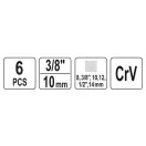 Sada kľúčov na vypúšťanie oleja YATO 6 kusov 3/8", 1/2", 8 mm, 10 mm, 12 mm, 14 mm 3/8" CrV