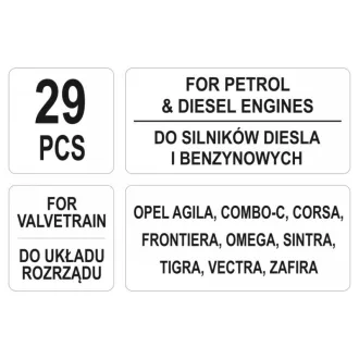   YATO Control upevňovacia sada 29 dielov (diesel a benzín) Opel