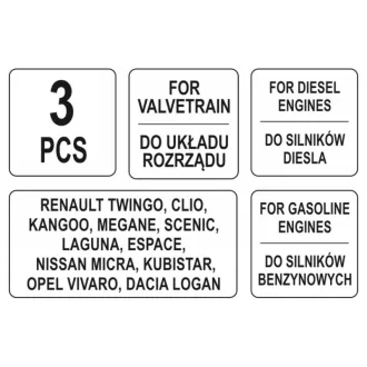   YATO Control upevňovacia sada 3 diely (diesel a benzín) Renault Nissan Opel