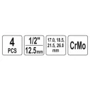 Sada nástrčných kľúčov YATO 4 diely 1/2" 17-26 mm CrMo