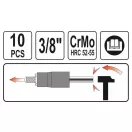 YATO Sada na demontáž hlavy skrutkovača 10 kusov 3/8" 10-19 mm