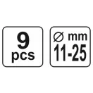 YATO Súprava na centrovanie spojky 9 dielov 11-25 mm